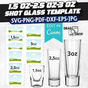 Shot Glass Wrap Template Bundle: Sublimation SVG, Canva Editable (Digital Download)