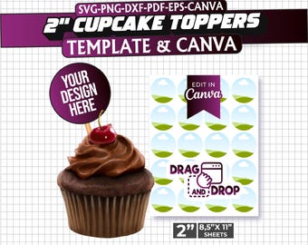 2" Cupcake Topper Template: Editable Party Circles (Canva Design) (Digital Download)