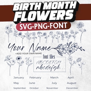 Birth Month Svg Bundle | Flower Svg | Birth Flower Svg, Floral SVG | Birth Flower Cut File, Botanical SVG | Birthday Gift SVG | Cricut file