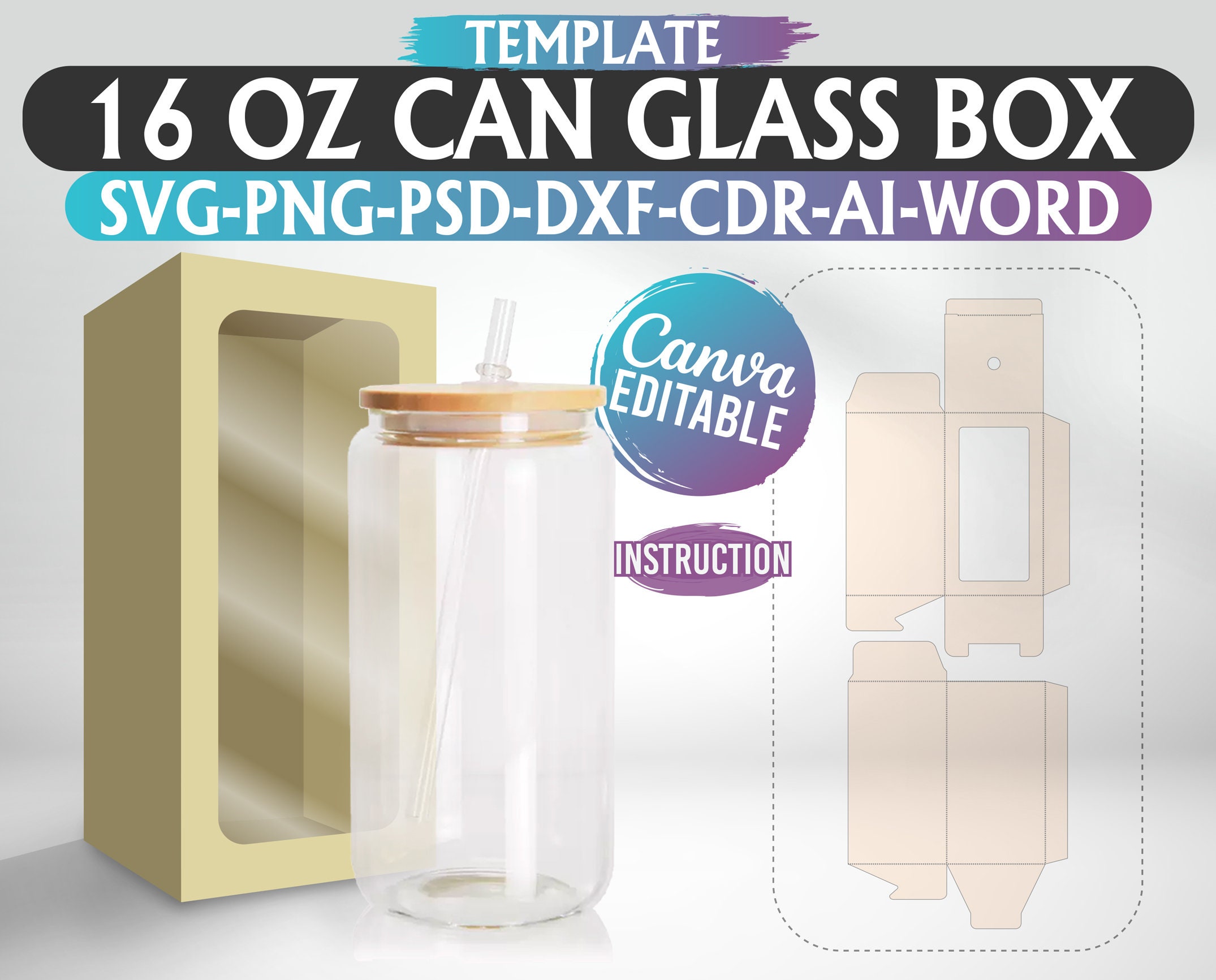 16oz Can Glass Box Template Window Box Beer Can Glass Box Etsy