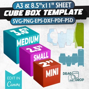 Cube Box Template Set: SVG Cut Files, DIY Gift & Favor Boxes (Digital Download)