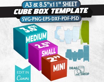 Set di modelli per scatole cubiche: file di taglio SVG, scatole regalo e bomboniere fai da te (download digitale)