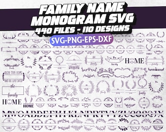 Pacote de monogramas familiares em SVG, SVG para placa de boas-vindas, SVG para monograma, SVG para monograma dividido, SVG para família, SVG para placa de varanda estilo fazenda, placa para família, arquivo de corte