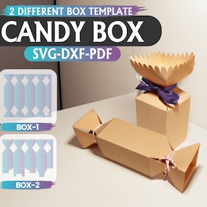 Boîte de bonbons Svg, modèle de boîte de bonbons, boîte Svg, boîte-cadeau, modèle de boîte de bonbons, coffret cadeau de fête, Cricut, toile, téléchargement immédiat
