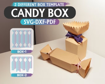 Boîte de bonbons Svg, modèle de boîte de bonbons, boîte Svg, boîte-cadeau, modèle de boîte de bonbons, coffret cadeau de fête, Cricut, toile, téléchargement immédiat