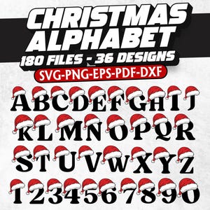 Alfabeto navideño SVG, Camiseta familiar de Navidad, Letras A-Z SVG para Cricut, Silhouette Cameo, Letras navideñas PNG, Vacaciones navideñas SVG-Png-DXF