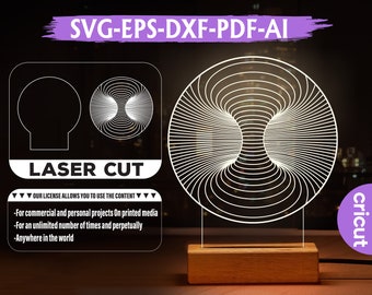 3D Illusion LED Lamp SVG: Laser Cut Acrylic Hologram (Digital Download)
