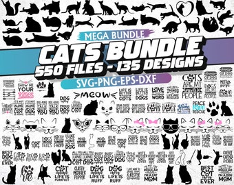 Katt Svg Mega Bundle, Kattsilhuett, Katthuvud SVG, Kattklippfiler, Svg-filer för Cricut, Klippfiler, Kattunge Svg, Husdjurskatt Svg, Katt Clipart
