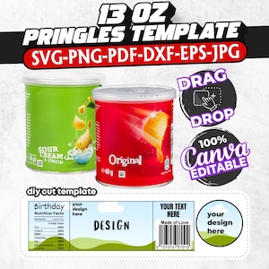 Pringles Can Label Template: 1.3 oz Party Favor, Canva Editable (Digital Download)