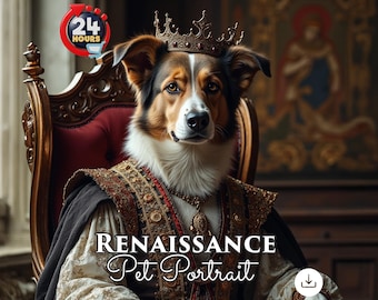 Custom Renaissance Royal Dog Portrait: Unique Pet Art (Digital Art)