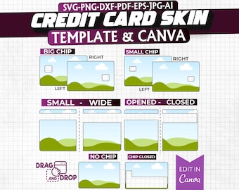 Modello di skin per carta di credito personalizzata: Canva modificabile (download digitale)