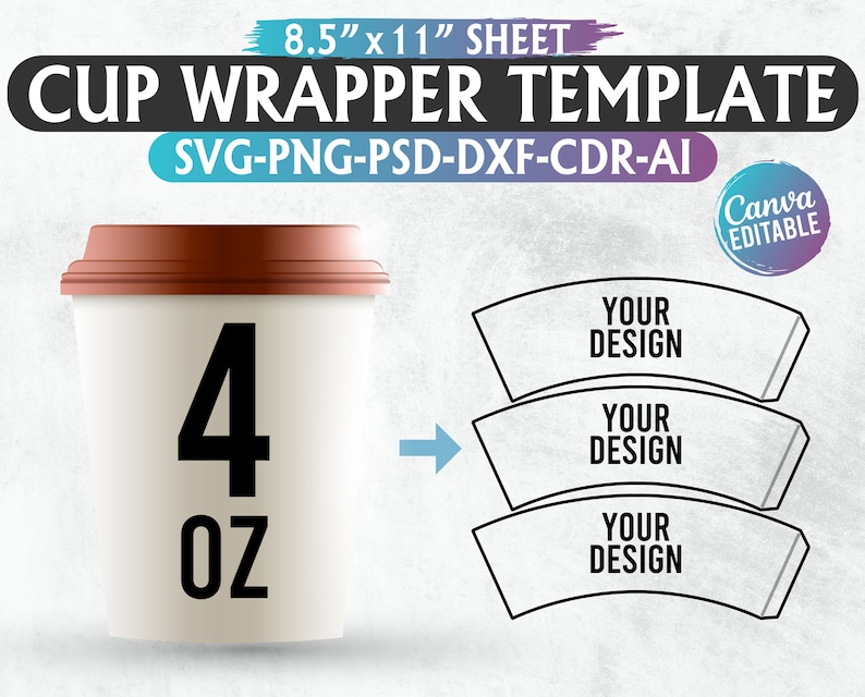 Paper Cup Wrapper Template Bundle Cup Wrapper Svg Template - Etsy