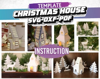 Modelo SVG de Casa de Natal 3D: Decoração de Vila de Papel (Download Digital)