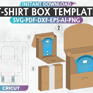 T-Shirt-Box-Vorlage, Box-Vorlage SVG, Verpackungsbox SVG, Schubladenbox, Schiebebox, Schieberbox, Geschenkbox, sofortiger Download, rechteckige Box