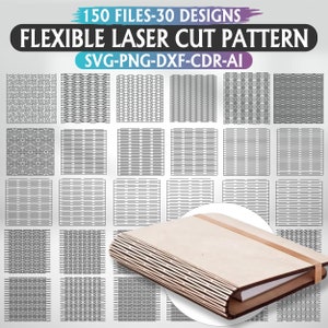 Flexible Laser Cut Pattern, Flexible Living Hinge Set, Wooden Patterns, Laser Cutting Files, Vector files for Cricut, Glowforge, SVG DXF Ai
