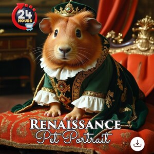 Custom Hamster & Guinea Pig Portrait, Royal Pet Portrait, Guinea Pig Pet Portrait, Hamster Portrait, Pet Loss Gift, rabbit poster, gift for