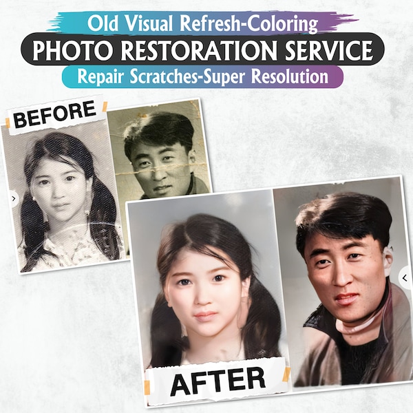Photo Restoration Service, Colorize Image, Photo Editing: Colorize Old Pictures and Cleanse, Improve Quality,Restore and Colorize Old Images