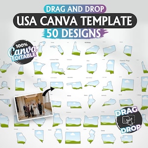 USA Map Canva Template: 50 State Designs (Digital Download)