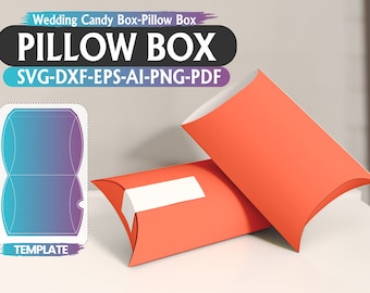 Plantilla de caja de almohada: Caja de dulces para bodas (Descarga digital)