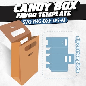 Modèle de faveur de boîte de bonbons, boîte en forme de bonbon svg, boîte Svg, boîte-cadeau, boîte cadeau de fête, boîte svg pour cricut, fichier coupe boîte cadeau bricolage fête