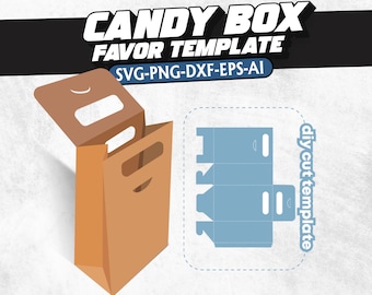 Candy Box Favor Template, candy shaped box svg, Box Svg, Gift Box, party gift box, box svg for cricut, DIY Party Treat Box Cut File