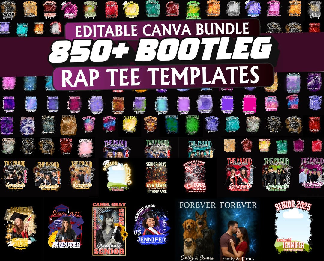 850+ Bootleg Rap Tee Canva Templates: Custom T-shirt Design Bundle ...