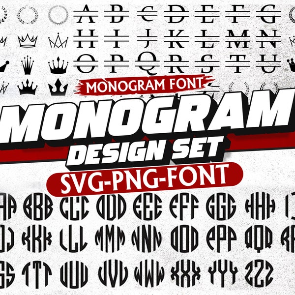 Monogram SVG Bundle, Monogram Alphabets, Circle monogram, TTF Alphabet, SVG files, Alphabets, Cricut and Silhouette Cut Files, installable