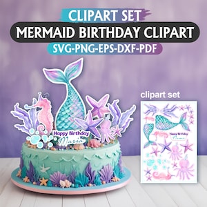 Meerjungfrau Kuchen Topper Set – 26-teilig, Mit Schwänzen, Muscheln & Seesternen