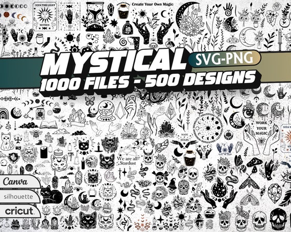Mystical SVG Bundle: Witchy, Celestial, Tarot Designs (1000 Files)