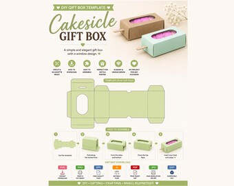 Cakesicle Gift Box SVG, Popsicle Treat Box Template, Cake Pop Packaging SVG, Cricut Dessert Box, Printable Window Favor Box