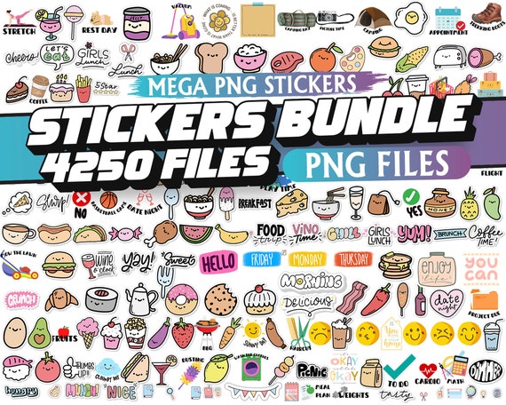 Mega Sticker PNG Bundle: Printable Designs (Instant Download)