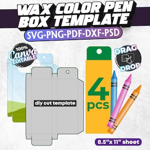 Crayon Box Template: DIY Party Favor, Canva Editable (Digital Download)