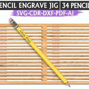 Laser Cut Pencil Engrave Jig Template: SVG, DXF, Png, Psd (Digital Download)