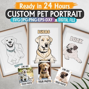 Custom Pet Portrait, Pet Art, Line Dog Portrait, Pet Portrait, Line Art Gift, Dog Outline, Printable Pet Portrait,Custom Pet Outline Drawing