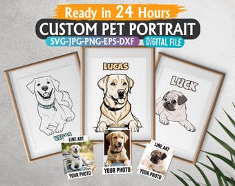 Custom Pet Portrait: Line Art Dog Outline (Digital File)