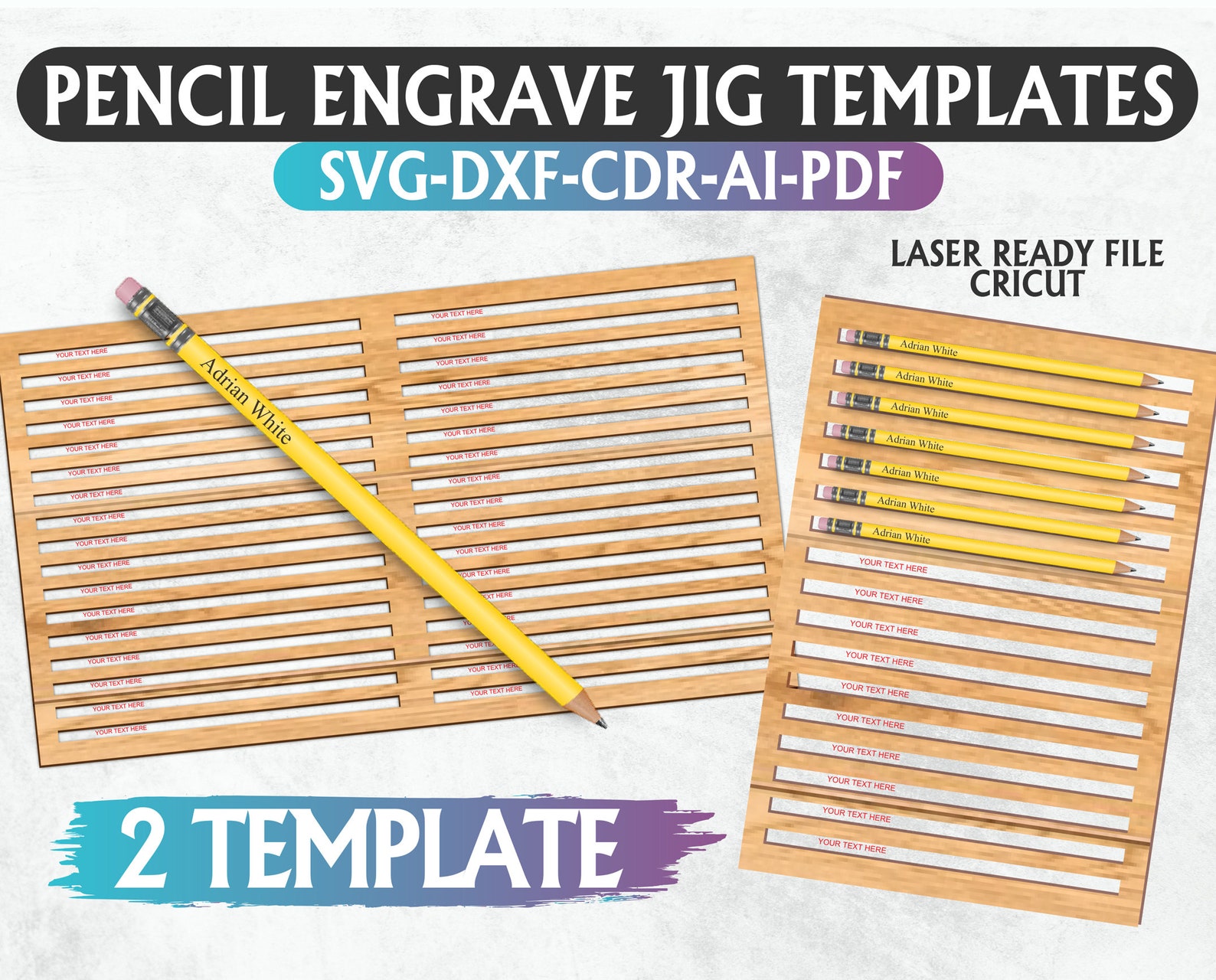 Pencil Engrave Jig Svg, Pencil Jig Template, Laser Cut Files, Pencil