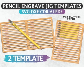 Pencil Engrave Jig Svg, Pencil Jig Template, Laser Cut Files, Pencil Engraving Jig for glowforge, Laser Cut Digital Files, Instant Download