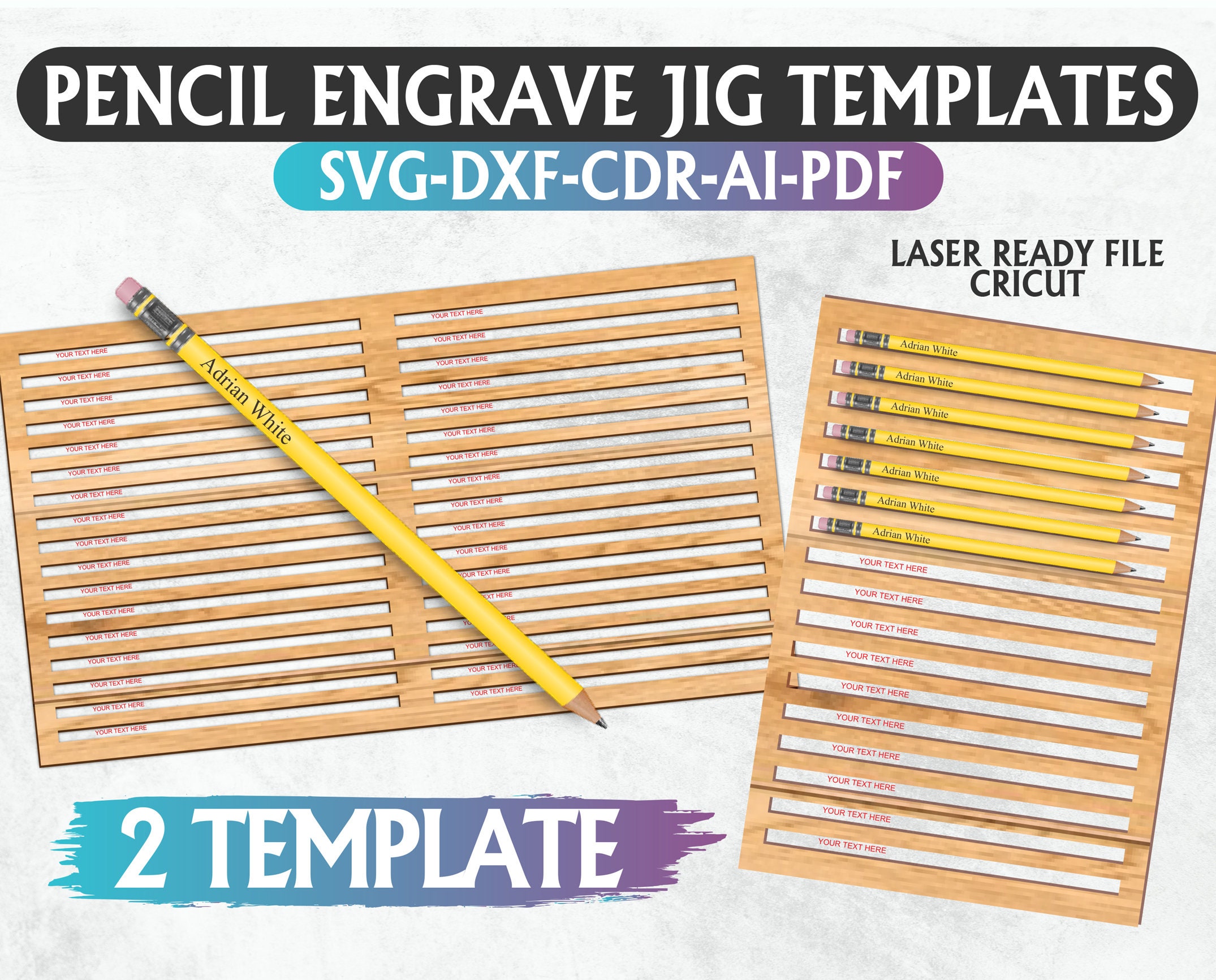 Pencil Engrave Jig Svg Pencil Jig Template Laser Cut Files Etsy