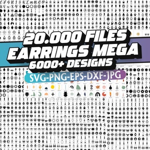 20000 Mega Earring svg, earring svg template, Faux Leather Earrings, laser cut earring, Svg Bundle, Silhouette - Cricut - Digital File, Svg