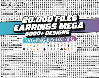 20000 Mega Earring svg, earring svg template, Faux Leather Earrings, laser cut earring, Svg Bundle, Silhouette - Cricut - Digital File, Svg