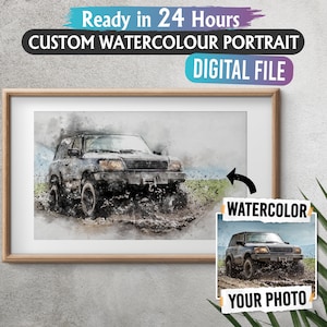 Personalized Car Portrait, Car lover gift, Custom portrait of your car, watercolor car painting from photo, Car Drawing Custom, New car gift
