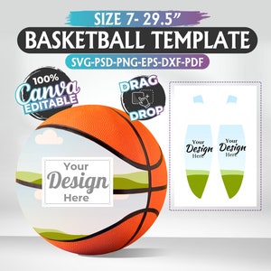 Size 7 Basketball Panel Template: Canva, SVG, PSD (Digital Download)