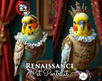 Custom Renaissance Bird Portrait: Personalized Parrot Art (Digital Download)