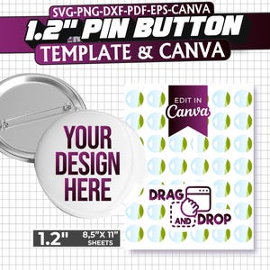 1.2&quot; Button Pin Template: Editable Canva Layout (Printable Sheet)