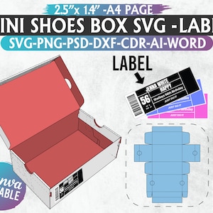 Mini Shoes Box Template, Mini Sneaker Box, template, Gift Box Template, Canva, shoe box label template, shoes box, box svg, Instant Download