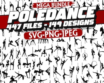 Pole Dance SVG Bundle: 149 Designs, Dancer Silhouette (Digital Download)