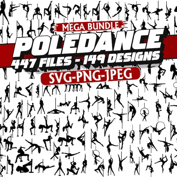 Pole Dance SVG Bundle: 149 Designs, Dancer Silhouette (Digital Download)