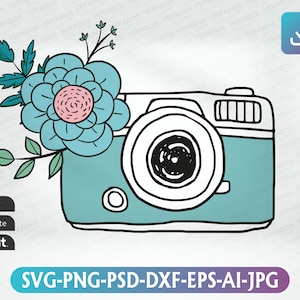 Floral Camera Svg, Photographer Svg, Camera Svg, Photo Taking svg, selfie svg, Camera with Flowers Svg, Floral Camera Tshirt Svg, Silhouette