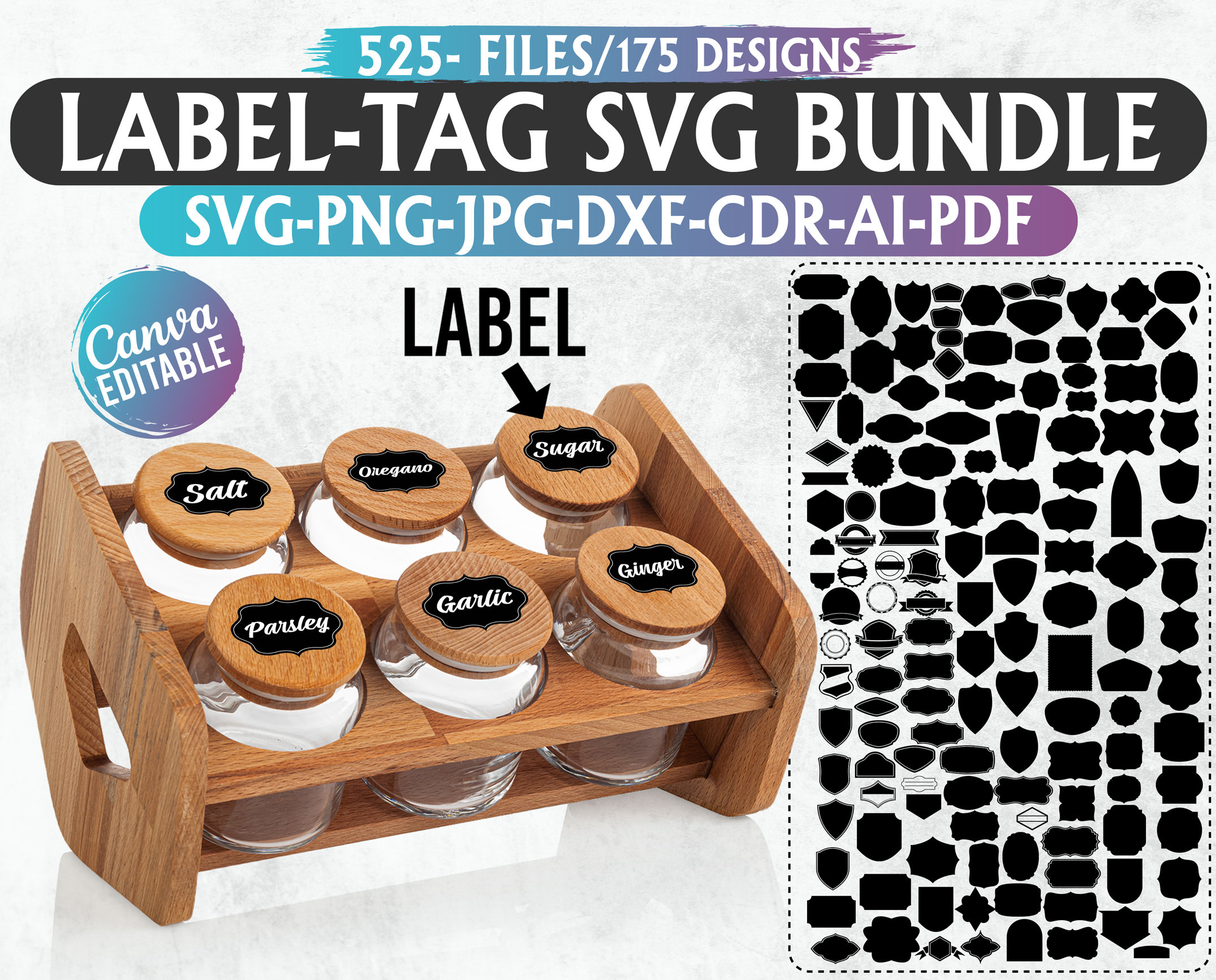 Label Tag SVG Bundle: 175+ Shapes for Cricut, Silhouette (digital