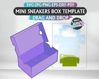 Mini Sneaker Box template, Mini Shoes Box Template, Shoe Box Svg, Sneaker Box Template, Gift Box Template, Canva Editable, Box Party Favor